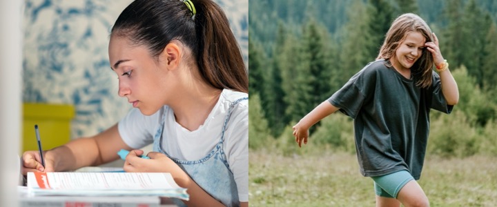 Teen girls studying and taking a walk